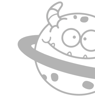 Image displaying a digital drawing of a planet with eyes and horns.